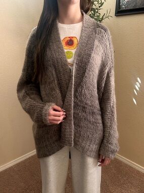 Eileen Fisher Oversized Lagenlook Cardigan Sweater Italian Wool Mohair